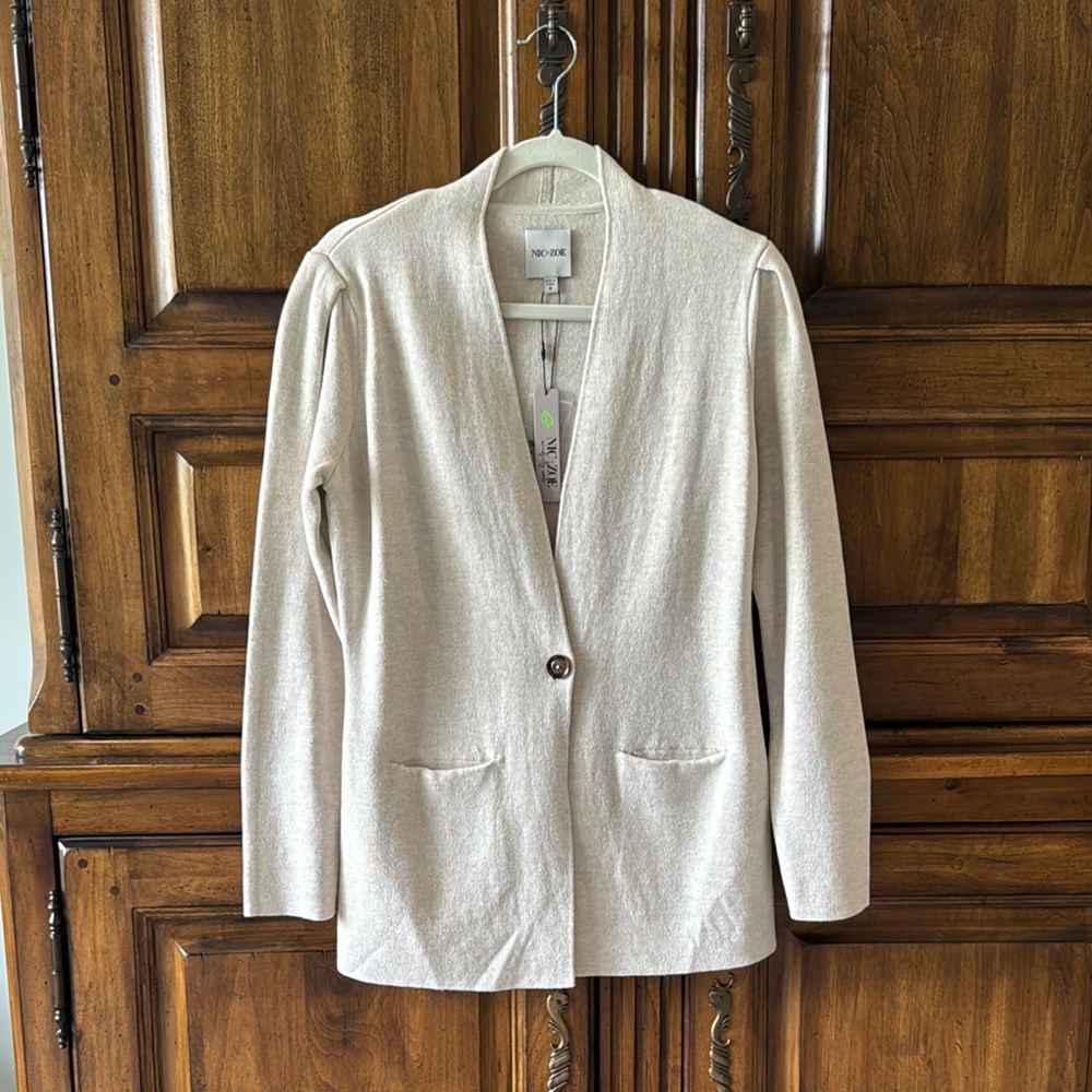 NIC+ZOE Off-White Single-Button Knit Blazer - NWT - Small
